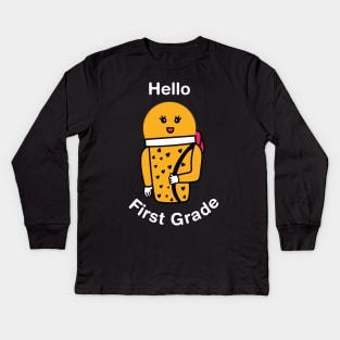 Hello First Grade Kids Long Sleeve T-Shirt